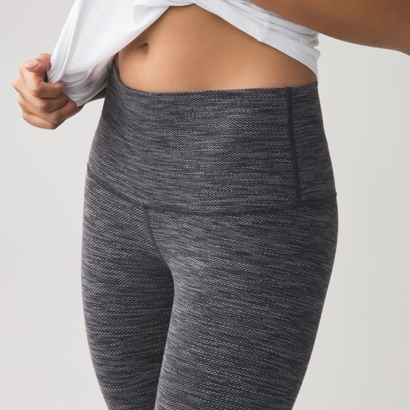 lululemon athletica Pants - Lululemon Diamond Jacquard Space Dye Black Slate Wunder Under Pant High Rise 4